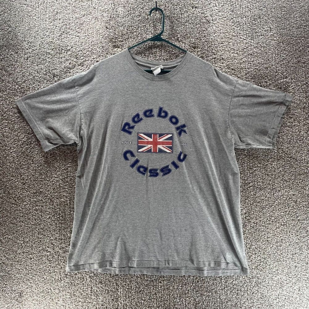 Vintage Reebok Classic Shirt Mens 2XL XXL Gray Cotton Casual Logo Streetwear 90s